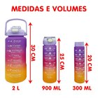 Garrafas Água Frases Treino Academia 2l 900ml 300ml Kit 3pçs