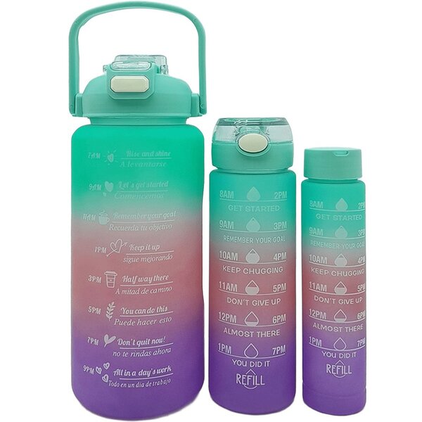 Garrafas Água Frases Treino Academia 2l 900ml 300ml Kit 3pçs