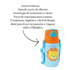 Garrafinha Aluminio Com Canudo Animal Fun Leao 400ml Buba 121