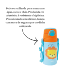 Garrafinha Aluminio Com Canudo Animal Fun Leao 400ml Buba 121
