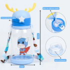 Garrafinha De Água Infantil 600ml Com Canudo De Silicone Azul