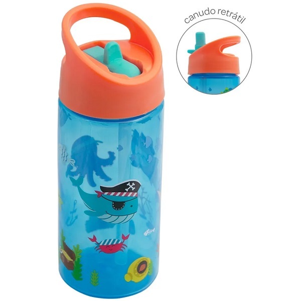 Garrafinha Infantil Canudo Retratil Agua Suco Leite Buba - Pi