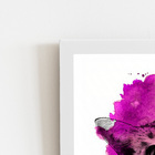 Gato Pet Animais Aquarela Rosa Quadro Moldura Branca 60x40cm