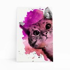 Gato Pet Animais Arte Aquarela Rosa Quadro Canvas 140x90cm