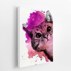 Gato Pet Animais Arte Aquarela Rosa Quadro Canvas 140x90cm