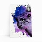Gato Pet Animais Arte Aquarela Roxo Quadro Canvas 120x80cm