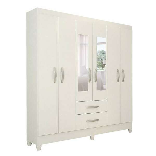 Gaurda-roupa Casal Com Espelho Real 6 Pt 2 Gv Branco