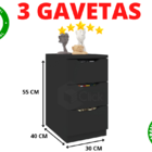 Gaveteiro 03 Gavetas Escritório Preto Premium