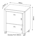 Gaveteiro 2 Gavetas Com 1 Gaveta Para Pasta Suspensa Me4112