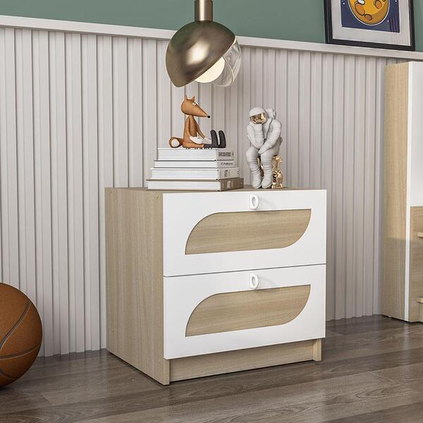 Gaveteiro 2 Gavetas Frente 3d Fox Mdp Politorno Legno/branco