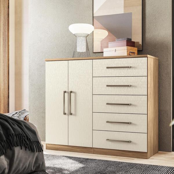 Gaveteiro 2 Portas 5 Gavetas Concord Jatobá Areia