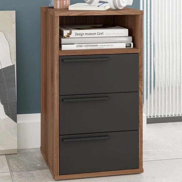 Gaveteiro 3 Gavetas 1 Nicho Office Castanho/preto - Brv Móveis