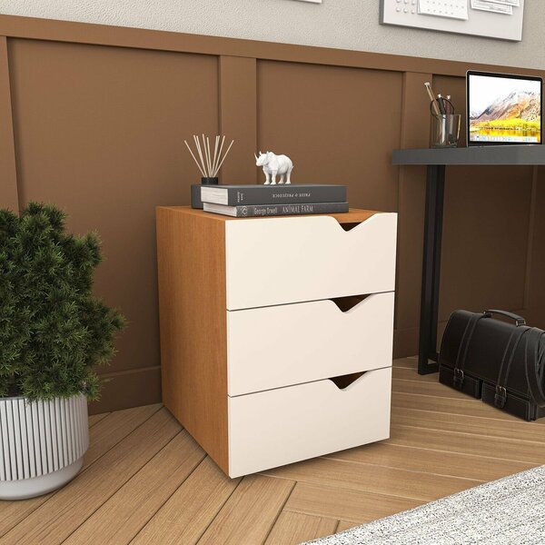 Gaveteiro 3 Gavetas 54cm X 40cm Porto Creme/freijó