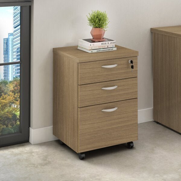 Gaveteiro 3 Gavetas Com Chave E 1 Gaveta Para Pasta Suspensa