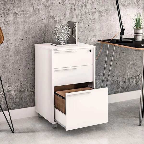 Gaveteiro 3 Gavetas Com Chave Maia  Branco