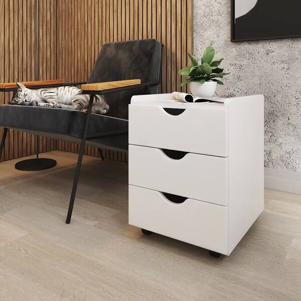 Gaveteiro 3 Gavetas Com Rodízio Lomo  Branco