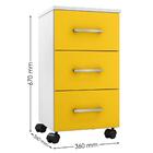 Gaveteiro 3 Gavetas Com Rodízios Callie Branco Amarelo