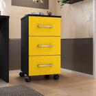 Gaveteiro 3 Gavetas Com Rodízios Callie Preto Amarelo