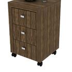 Gaveteiro 3 Gavetas Com Rodízios Me4108 Nogal - Tecno Mobili