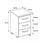 Gaveteiro 3 Gavetas Com Rodízios Montreal Móveis Leão Branco