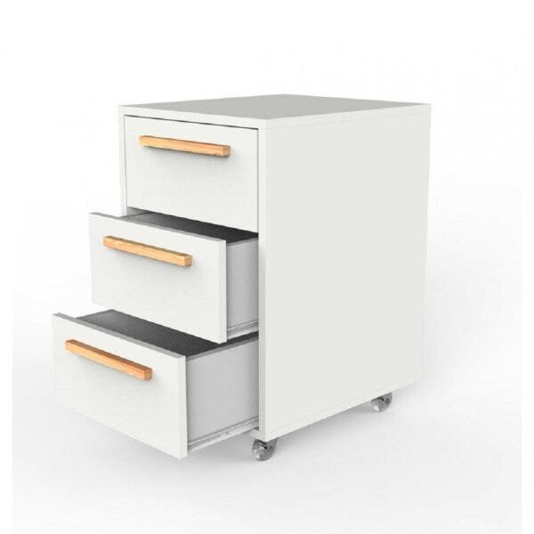 Gaveteiro 3 Gavetas Com Rodízios Pine Espresso Móveis Branco