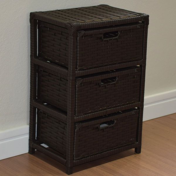 Gaveteiro 3 Gavetas Fibra Sintética 38x28x57 Argila Marrom Es