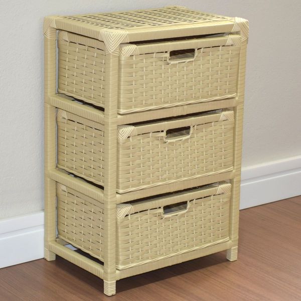 Gaveteiro 3 Gavetas Fibra Sintética 38x28x57 Bege Claro - Pal