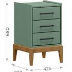 Gaveteiro 3 Gavetas Milão - Verde