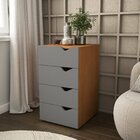 Gaveteiro 4 Gavetas 71cm X 40cm Porto Cinza / Freijó