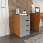 Gaveteiro 4 Gavetas 71cm X 40cm Porto Cinza / Freijó