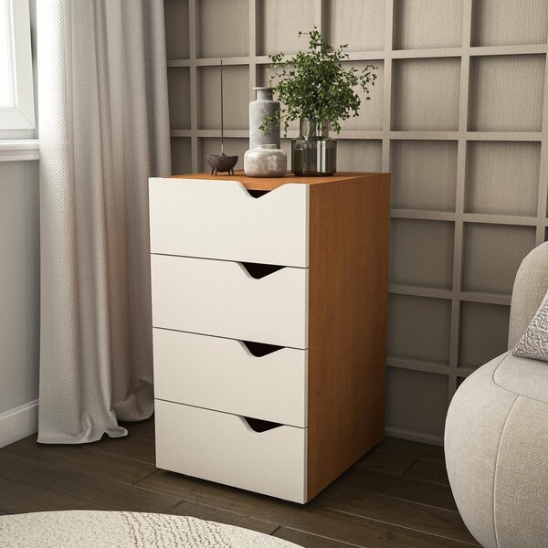 Gaveteiro 4 Gavetas 71cm X 40cm Porto Creme/freijó