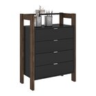 Gaveteiro 4 Gavetas Az1012 Tecno Mobili Preto E Nogal