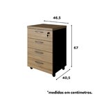 Gaveteiro 4 Gavetas Com Chave Espresso Móveis Amadeirado/preto