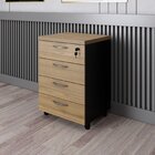 Gaveteiro 4 Gavetas Com Chave Espresso Móveis Amadeirado/preto