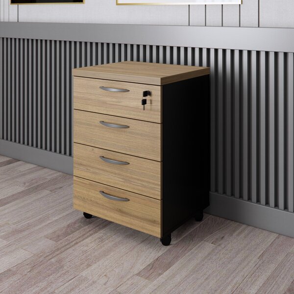 Gaveteiro 4 Gavetas Com Chave Espresso Móveis Amadeirado/preto