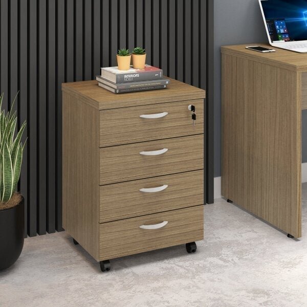 Gaveteiro 4 Gavetas Com Chave Web30 Espresso Móveis Malaga