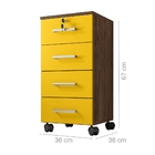Gaveteiro 4 Gavetas Com Rodízios Haille Avelã Amarelo