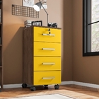 Gaveteiro 4 Gavetas Com Rodízios Haille Avelã Amarelo
