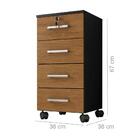 Gaveteiro 4 Gavetas Com Rodízios Haille Preto Freijó