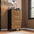 Gaveteiro 4 Gavetas Com Rodízios Haille Preto Freijó