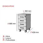 Gaveteiro 4 Gavetas Com Rodízios Pe40