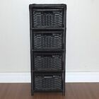 Gaveteiro 4 Gavetas Fibra Sintética 30x30x80 Preto