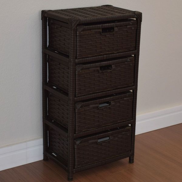 Gaveteiro 4 Gavetas Fibra Sintética 38x28x75 Argila Marrom Es