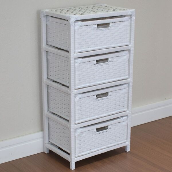 Gaveteiro 4 Gavetas Fibra Sintética 38x28x75 Branco