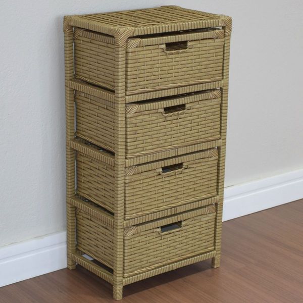 Gaveteiro 4 Gavetas Fibra Sintética 38x28x75 Canela