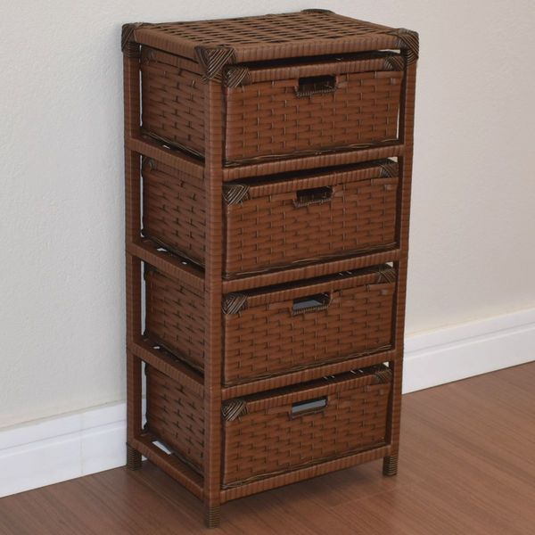 Gaveteiro 4 Gavetas Fibra Sintética 38x28x75 Palha Indiana Ma