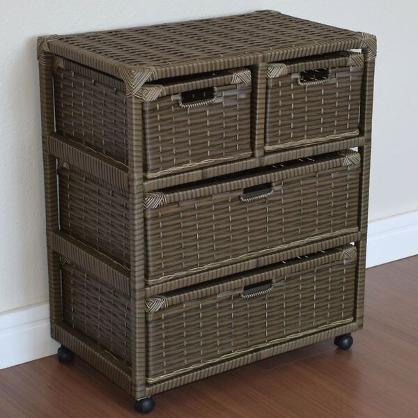 Gaveteiro 4 Gavetas Fibra Sintética C/rodízios 55x33x65 Capuc