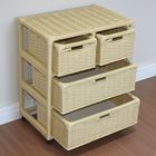 Gaveteiro 4 Gavetas Fibra Sintética C/rodízios 55x33x65 Palha