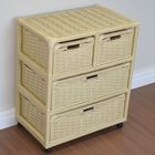 Gaveteiro 4 Gavetas Fibra Sintética C/rodízios 55x33x65 Palha