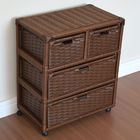 Gaveteiro 4 Gavetas Fibra Sintética C/rodízios 55x33x65 Palha